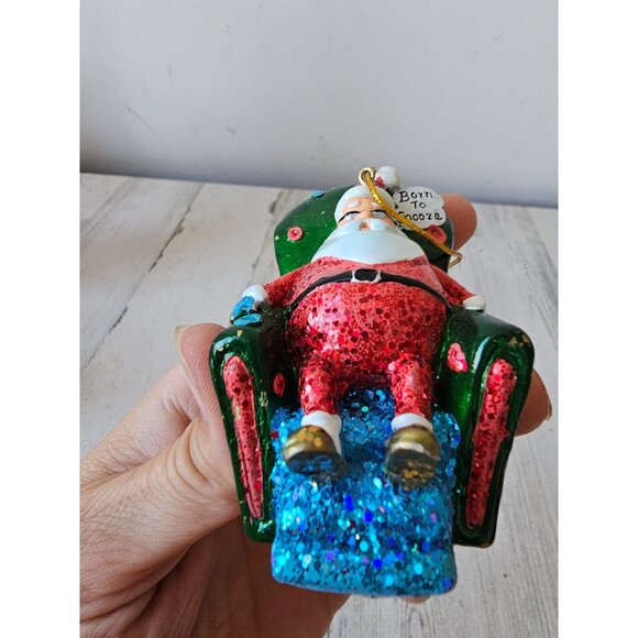 Santa couch glitter ornament sparkle Xmas tree - Picture 8 of 9